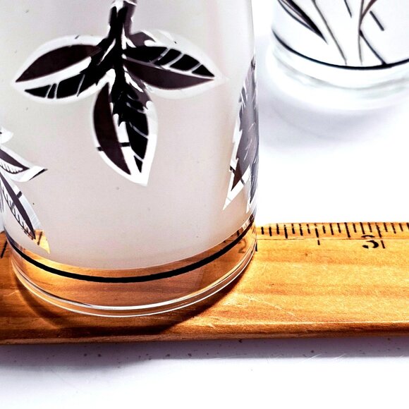 3 Frosted Wildflower Leaves Juice Glasses 4" midcentury botanical nature 6oz gla - Picture 7 of 9